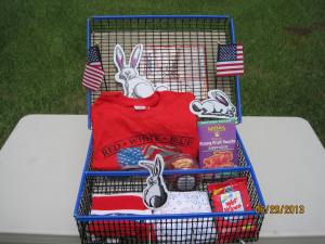 4th of July Show Groom Box packed for raffle table 
